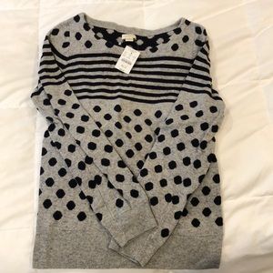 NWT🆕 JCrew Factory Grey/Navy Dot & Stripe sweater